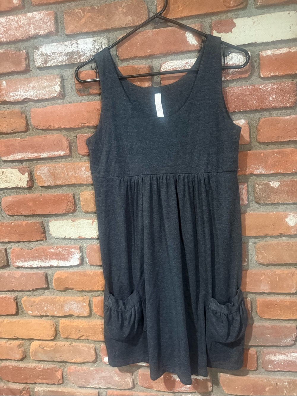 Girls' Dark Gray Sleeveless Pocket Dress